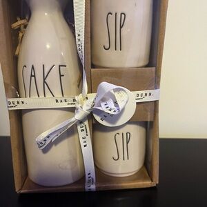 Rae Dunn White Ceramic Cake and Sip Set